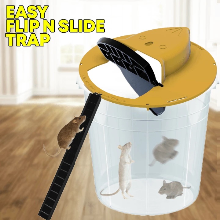 Mouse Trap Bucket Lid Sliding Mice Rat Catcher Automatic Reset Traps Flip Slide Reusable