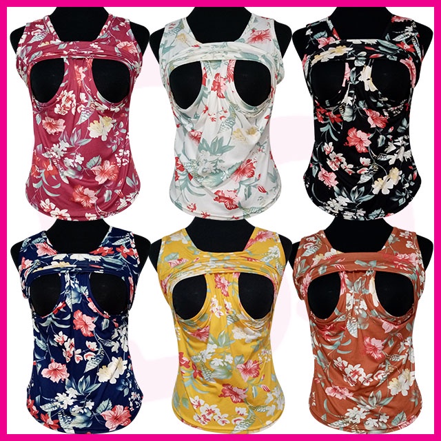 Sleeveless Printed Nursing Blouse Breastfeeding Tops Shopee Philippines