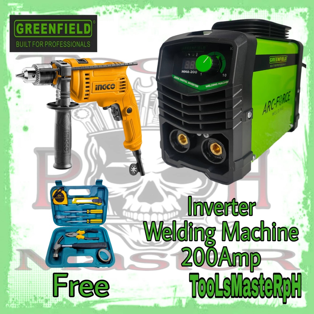 GREENFIELD 200Amp Inverter Welding Machine 080310200D with INGCO