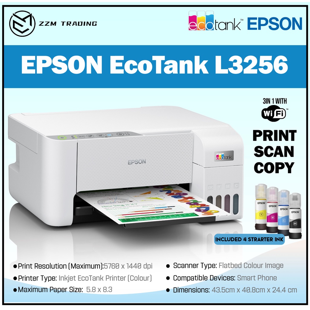 EPSON EcoTank L3256 WiFi AllinOne Ink Tank Printer ( FREE INK AND