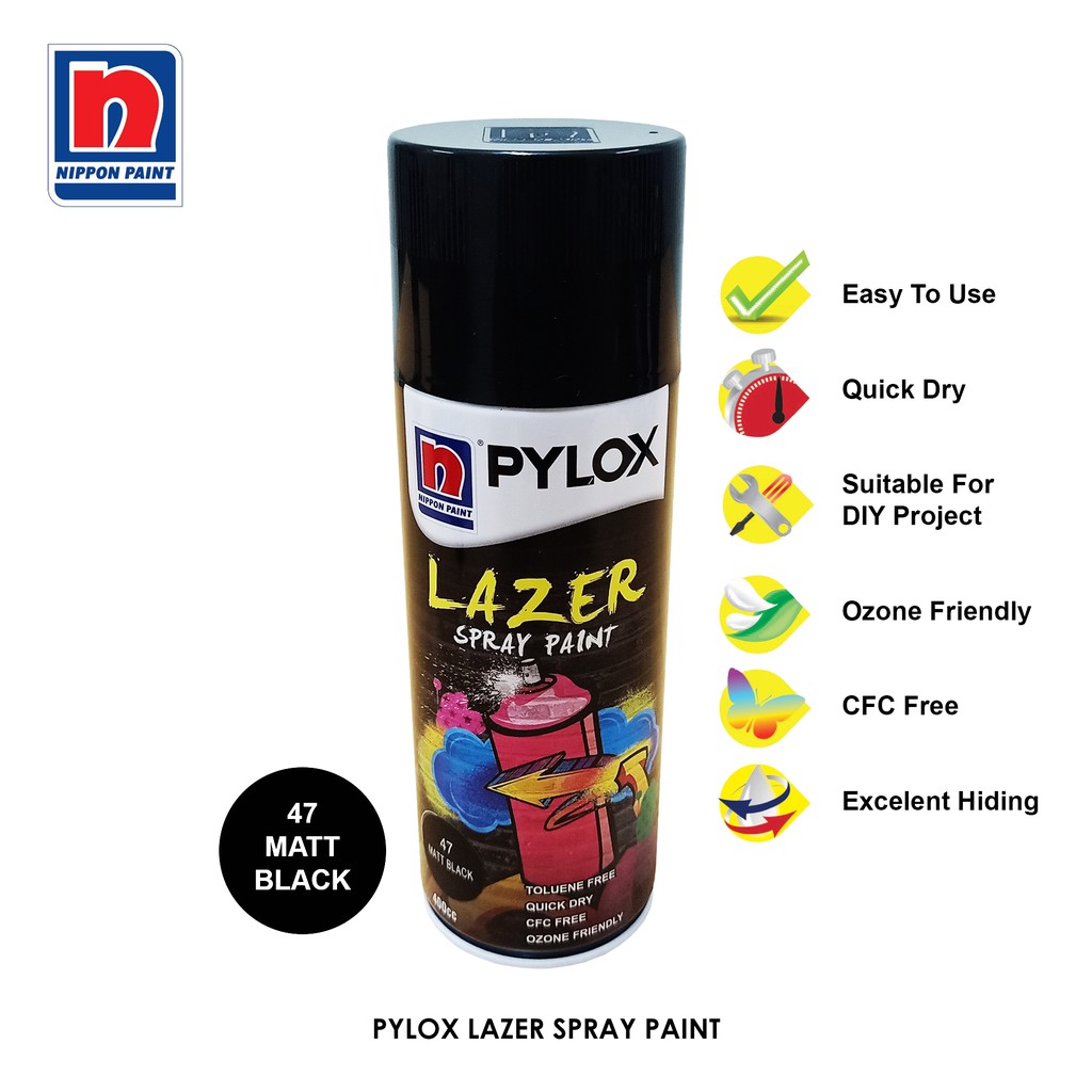 Pylox Lazer Spray Paint Matte Black No.47 Nippon Shopee Philippines
