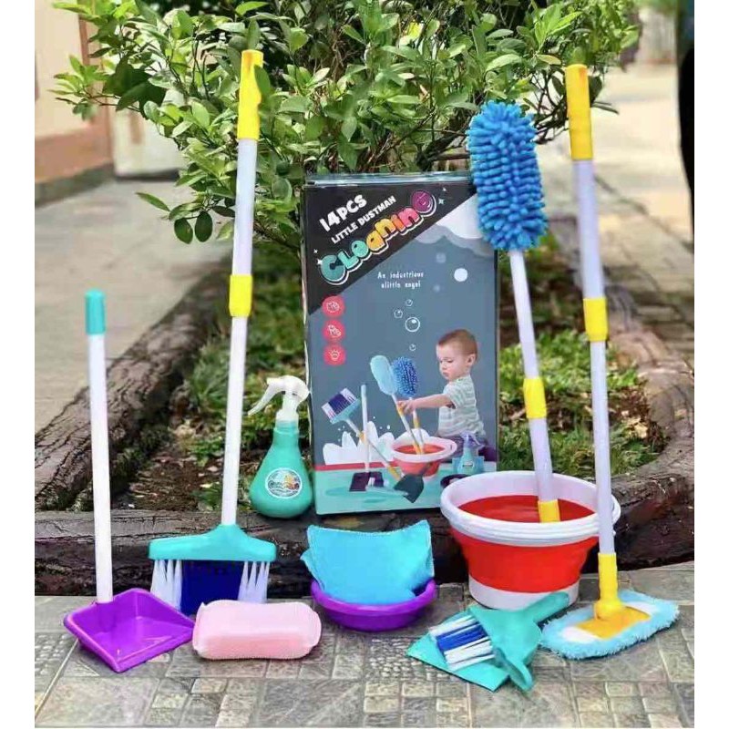Little Dustman Learning Clean Set Pretend Play Kids Cleaning Tools with