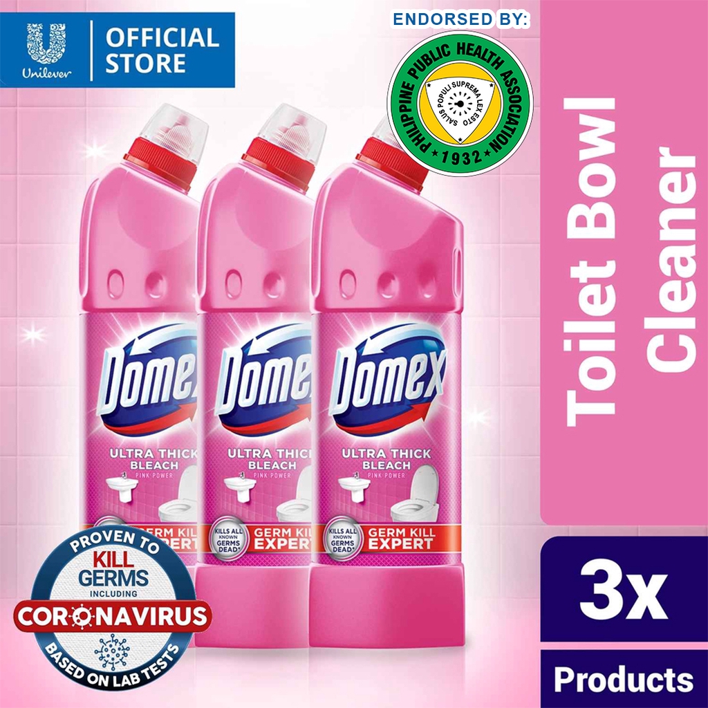 Domex Ultra Thick Bleach Toilet Cleaner Pink Power 500ml Bottle 3x