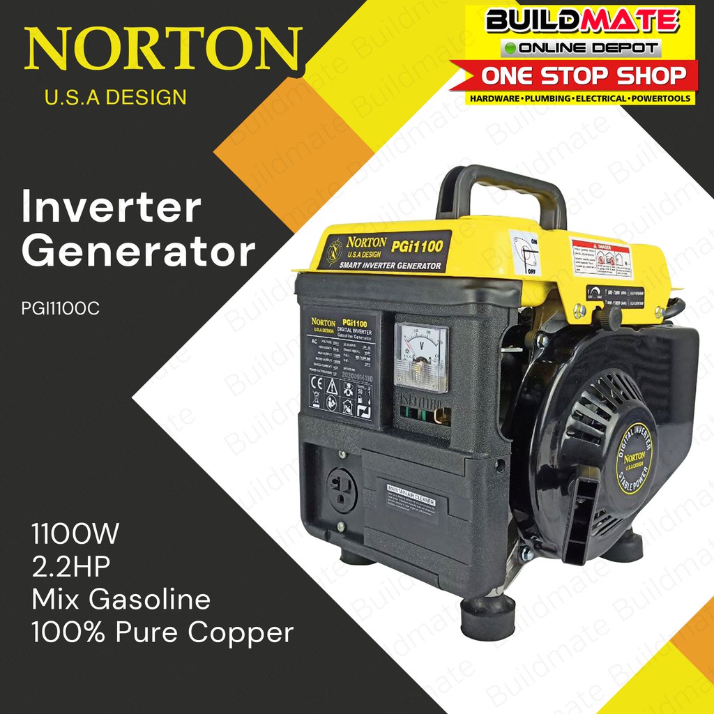 NORTON Inverter Generator Mix Gasoline 1100W 100 PURE COPPER PGi1100