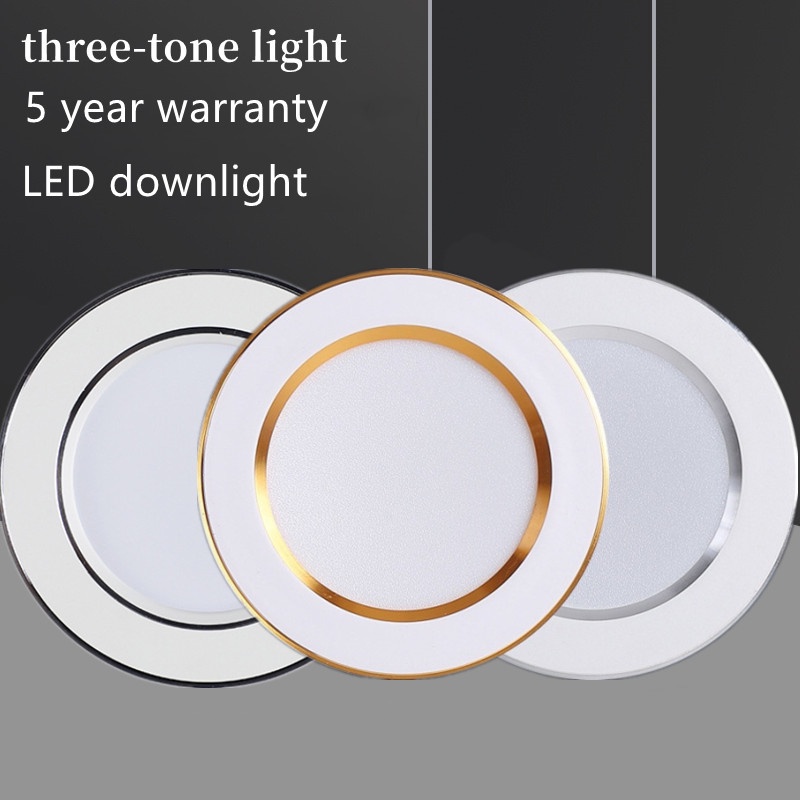 Tricolor 5W LED Round Panel Light Pinlight Ceiling Light Down Light