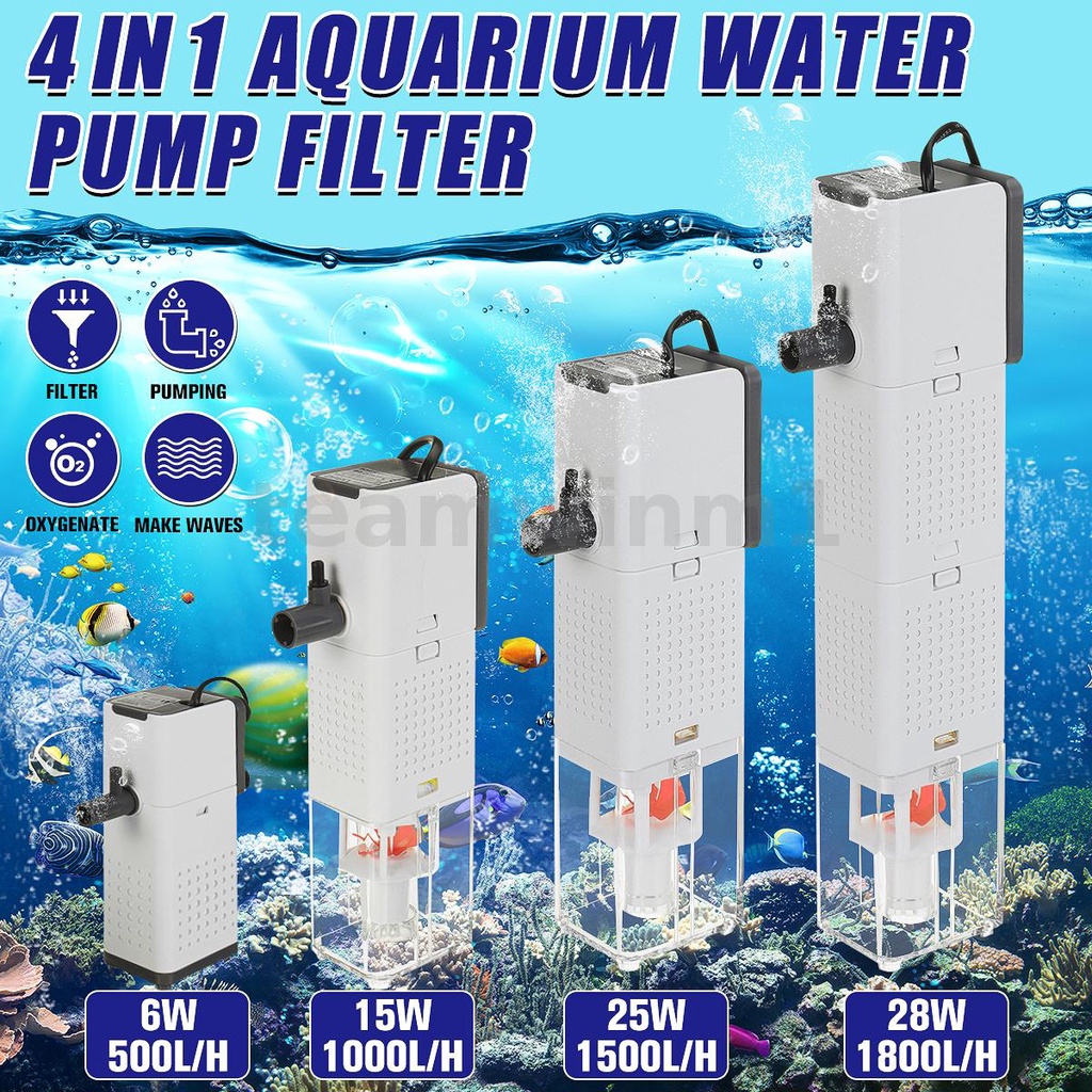 628W 4 IN 1 Aquarium Water Pump Submersible Fish Tropical Marine