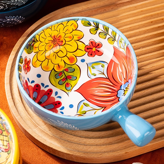 Morocco Ceramic Bowls for Soup Ceramics Set Soup Bowl with Handle