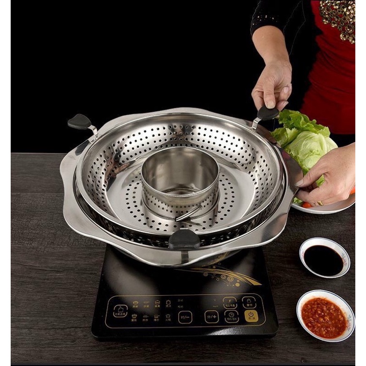 Stainless Steel Rotating Hotpot 2 Layers of Convenience Food Picking