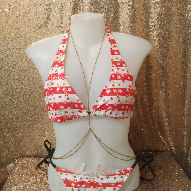 Sealine Nautical Bikini Pink Bikini Pink Swimsuit Stars Bikini Halter