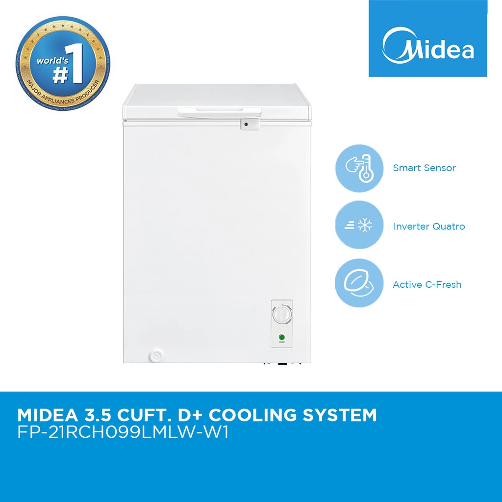 Midea Chest Freezer 3.5 Cu. Ft. with LED Lamp and Cyclopentane Foaming