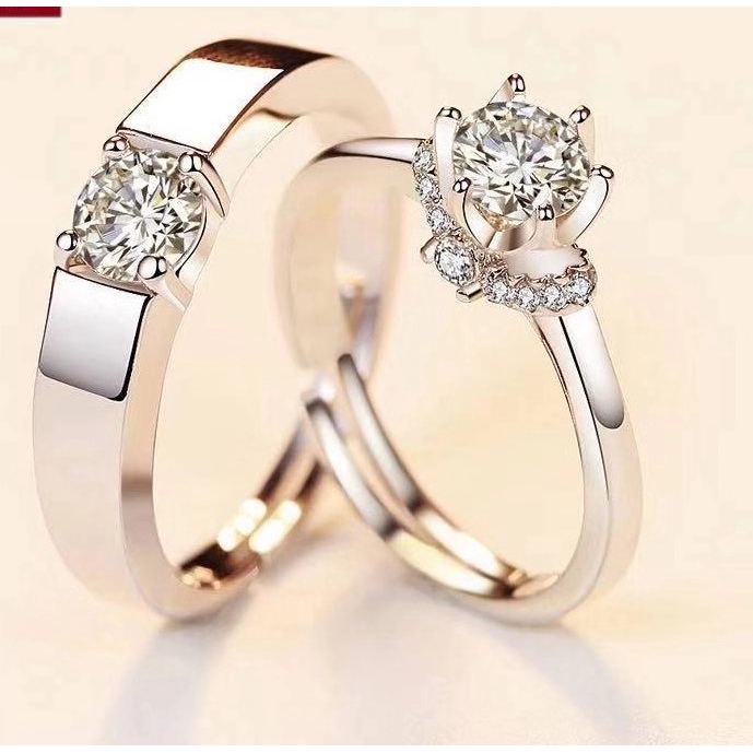 Silver Kingdom 92.5 Italy Silver Diamond Design Stone Couple/Wedding