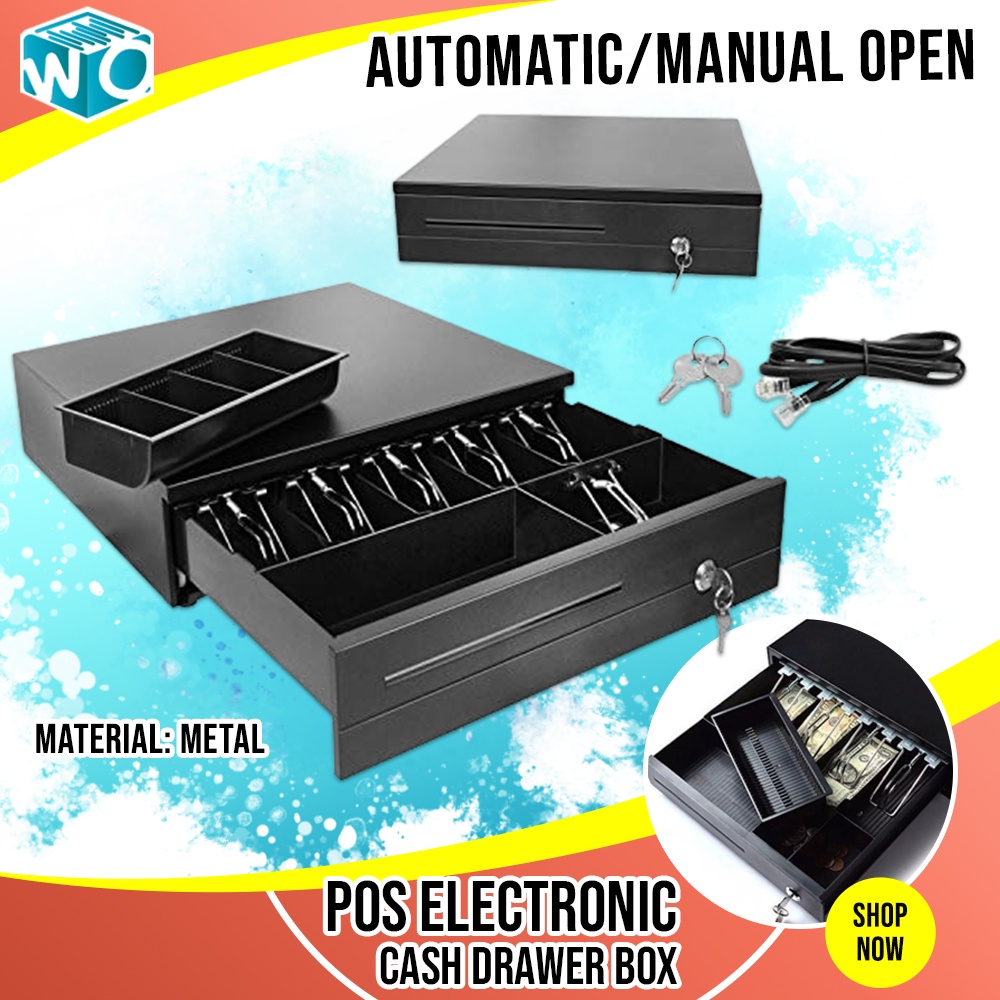 POS electronic cash drawer box storage 4 grid 3 stall cash register drawer cash coin tray Cash