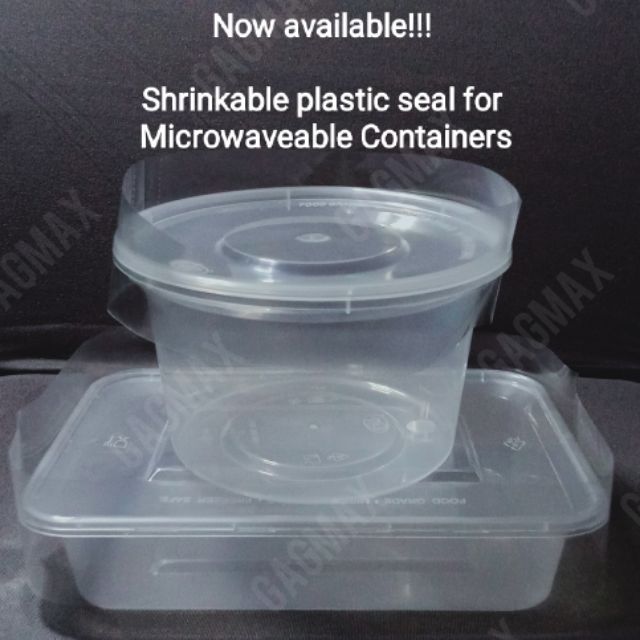 Shrinkable plastic seal for microwavable container tub 100pcs per pack