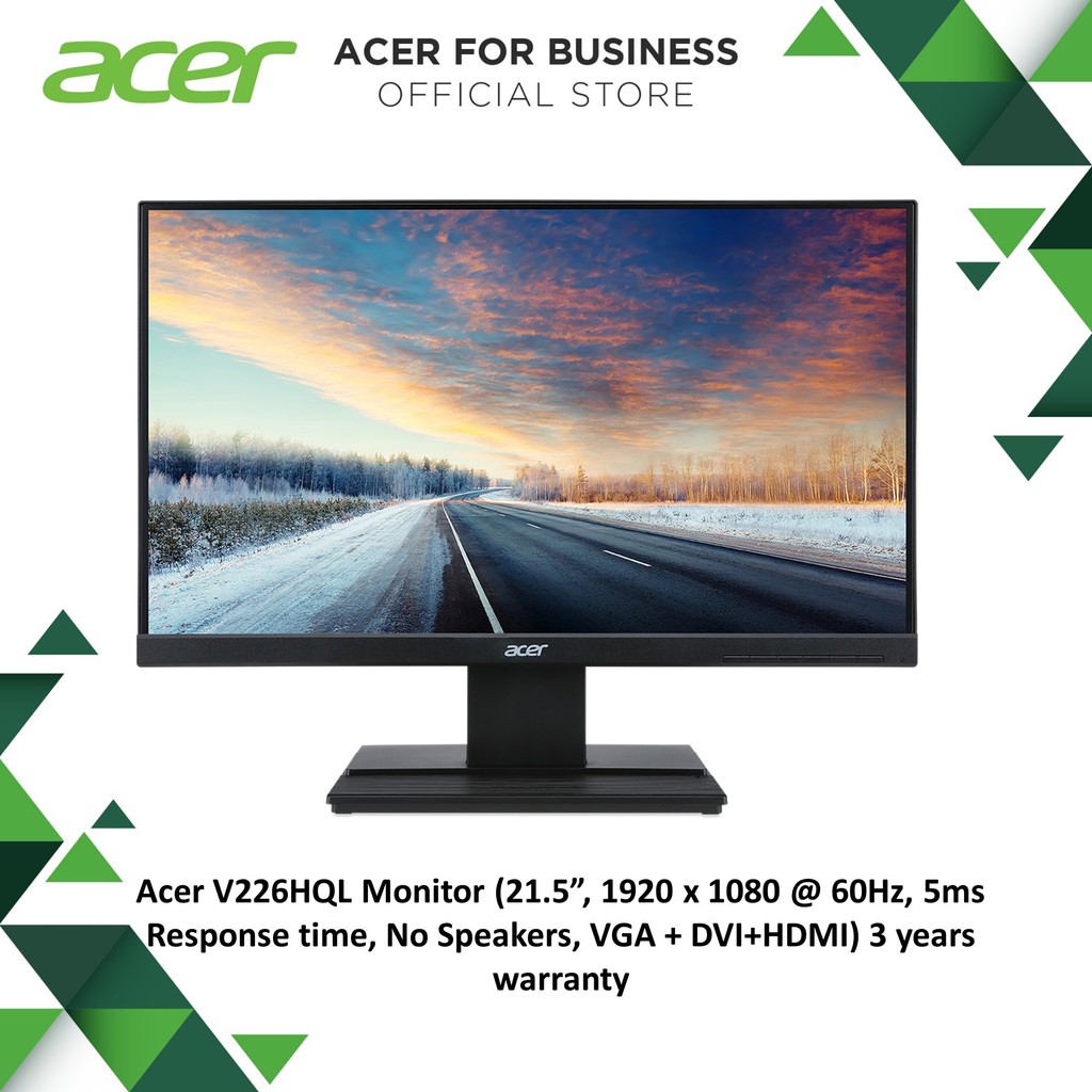 Acer V226HQL Monitor (21.5", 1920 x 1080 60Hz, 5ms Response Time, No