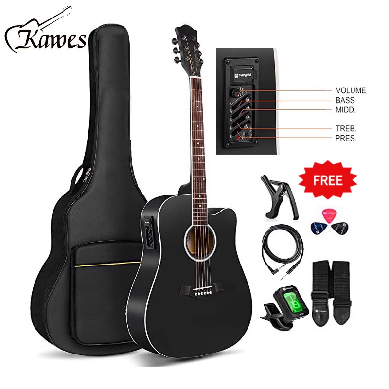 KAWES High Quality 41 inch Acoustic Electric Guitar With 4EQ PICKUP