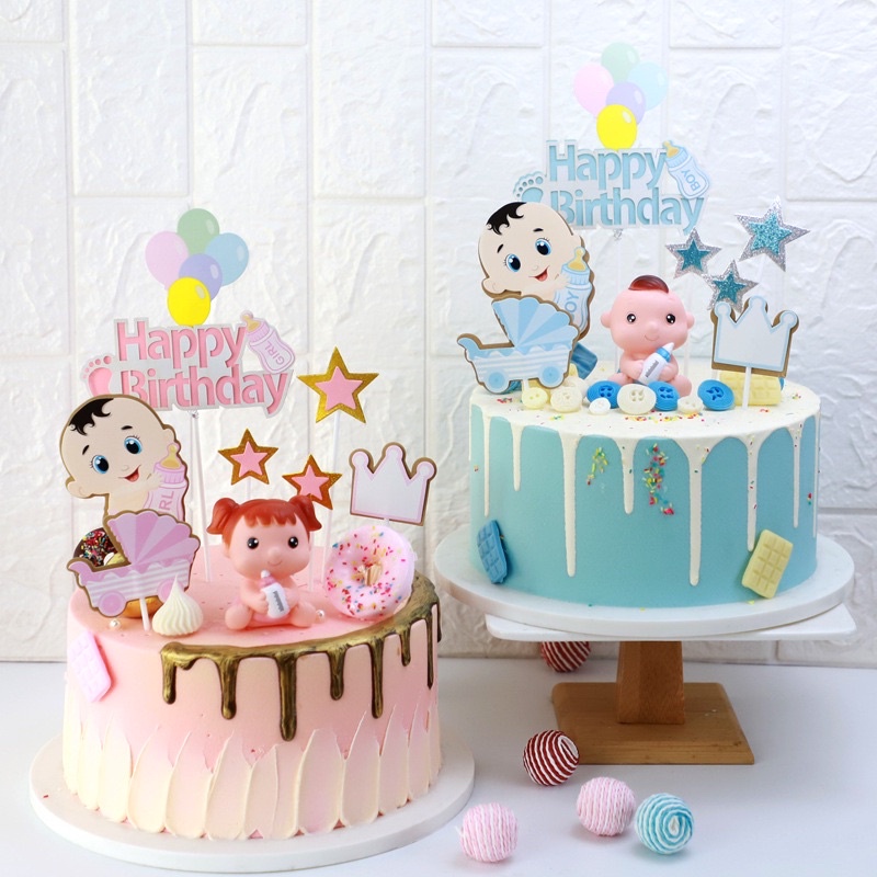 Baby Birthday Christening Cake Topper Girl Boy Baby Cake Decoration TLC