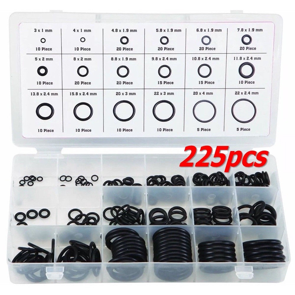 225 pcs Rubber O Ring O-Ring Washer Seals Watertightness Assortment