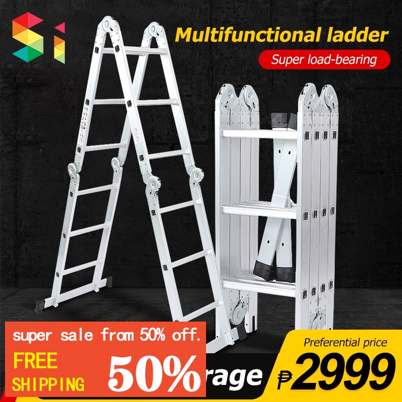 [3 Years Warranty] Aluminum Folding Ladder Multipurpose 4x4 Folding Ladder Portable Double