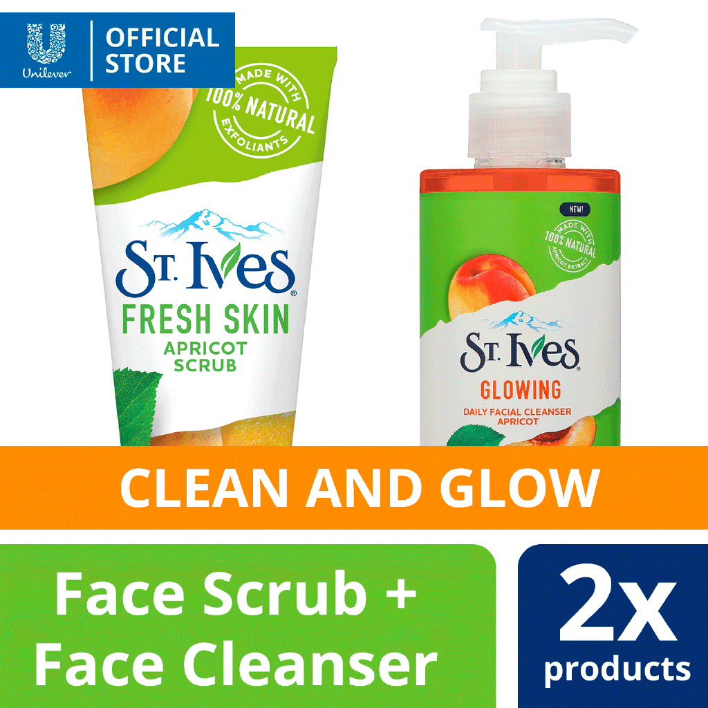 St. Ives Glowing Daily Facial Cleanser Apricot 200ml and Facial Scrub
