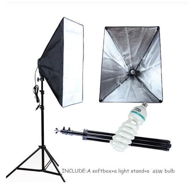 Studio Lighting Softbox 50 * 70cm Photography Kit with 2m Light Stand