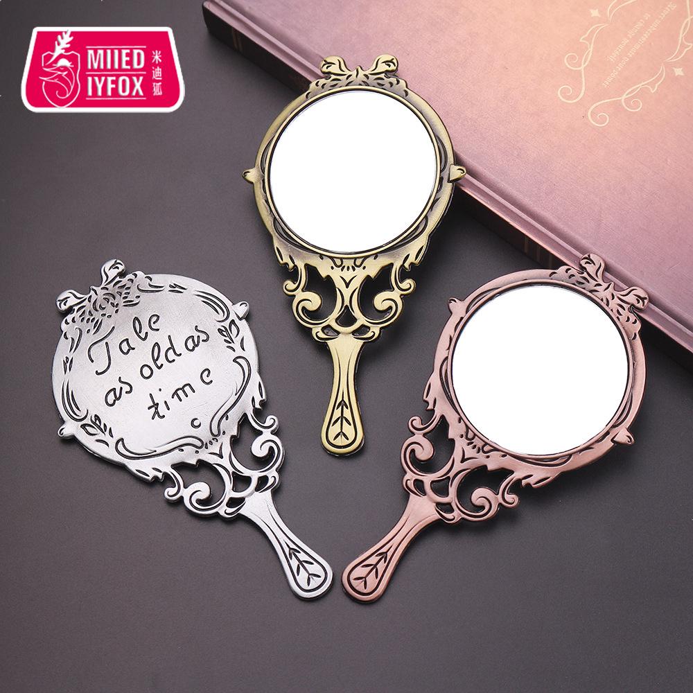 beauty and the beast mirror portable rose flower retro porta Shopee