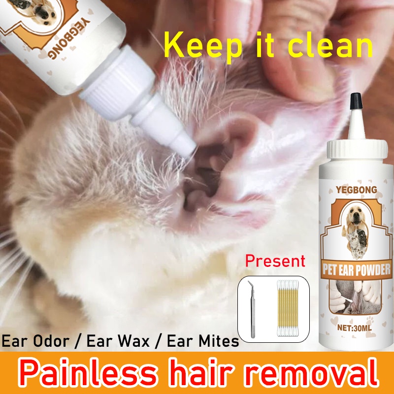 Pet Ear Hair Remover Kit With Tweezer Cotton Swab Pulling Targets Mites Care 人気海外一番