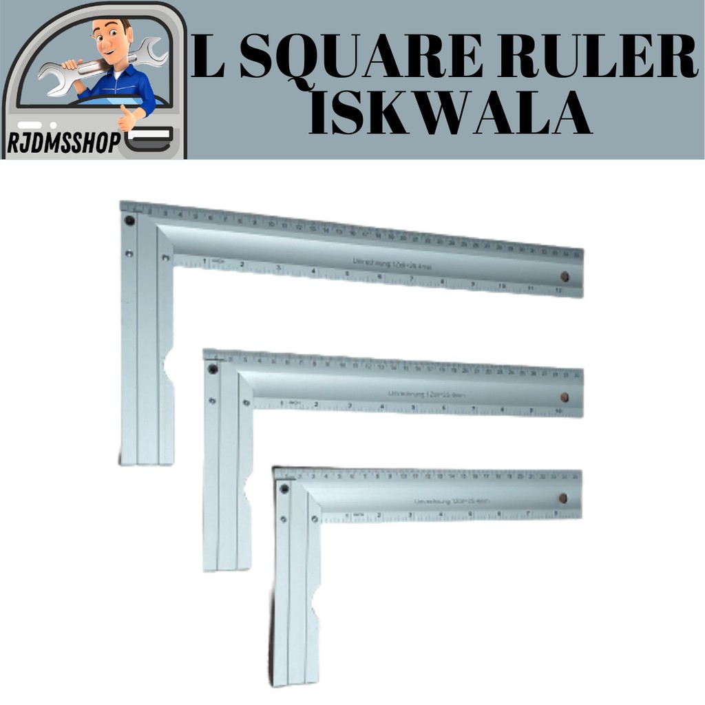 Durable L Square Ruler Aluminum Iskwala 4 Variation 8" 10