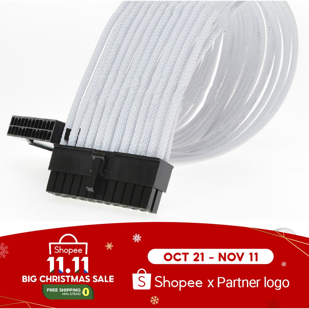 white color sleeved PC psu extension cable cpu gpu sata Shopee
