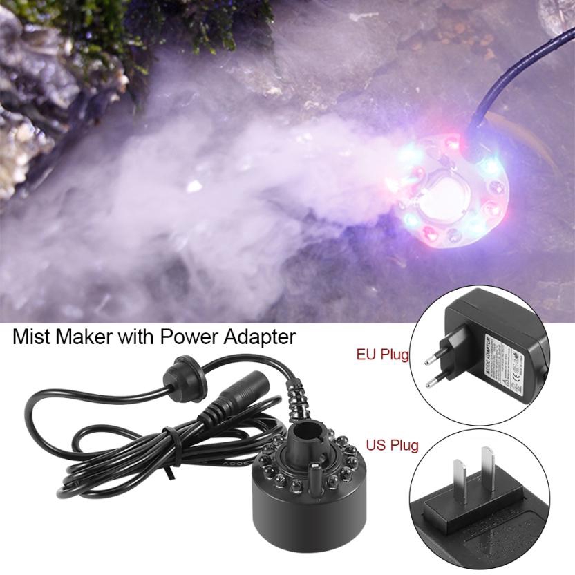 Indoor or Outdoor Fountains Fountain Mist Maker 1Pc 12LED Colorful Mist