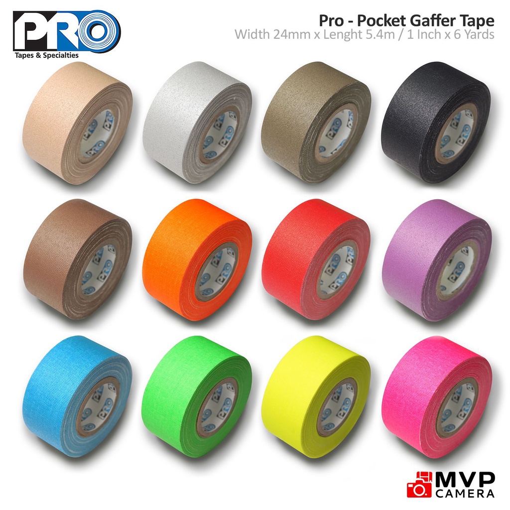 PRO GAFF Gaffers Tape Gaffer 1 Inch X 6 Yards Standard and Fluorescent Color Matte Finish MVP