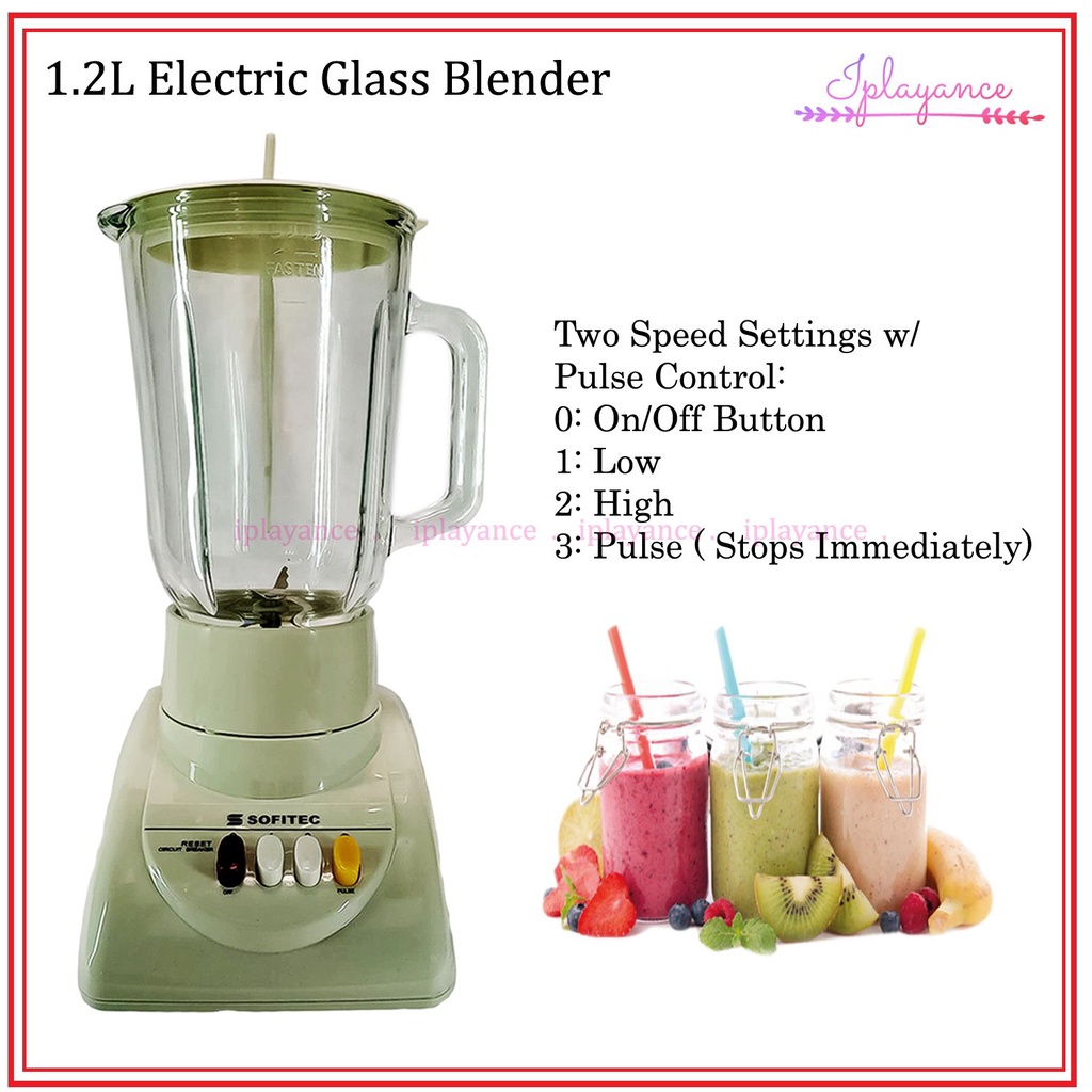 1.2L Electric Food Blender Glass Pitcher with Cover and Mixer Fruit