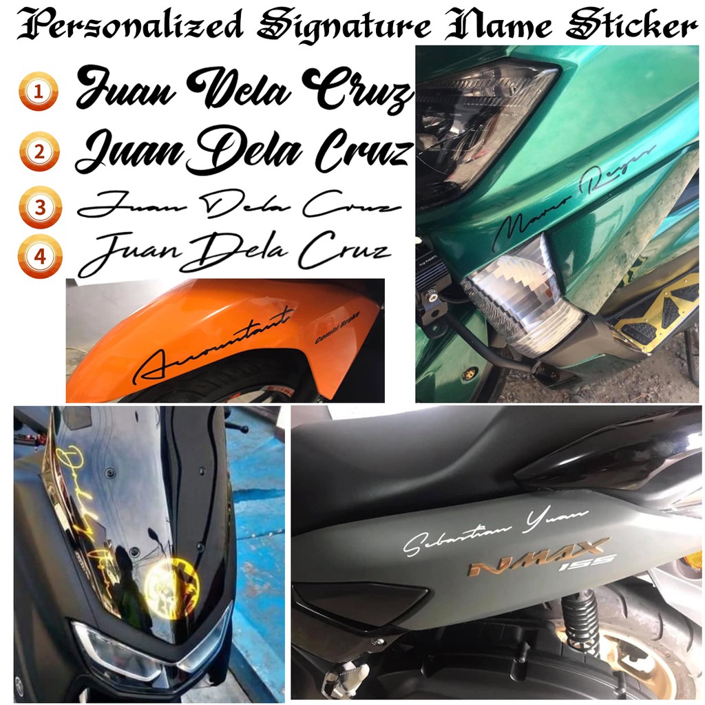 Signature Name Sticker for Motorcycle / Car Decals COD Shopee Philippines