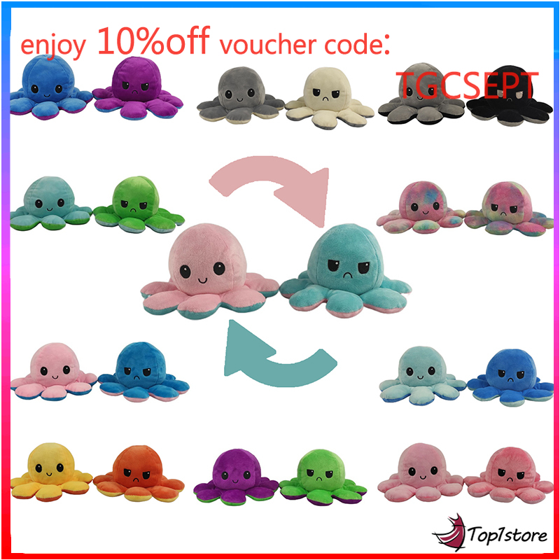 TeeTurtle Plushies Toy Octopus 【Hot】 10 * 20Cm Reversible