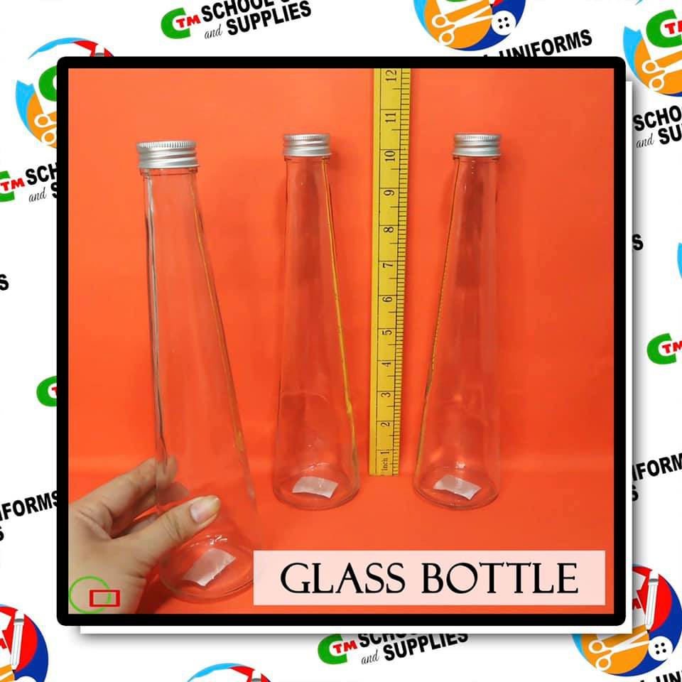 330mL Long Neck Tall Slim Glass Juicer Bottle Beverage with Aluminum