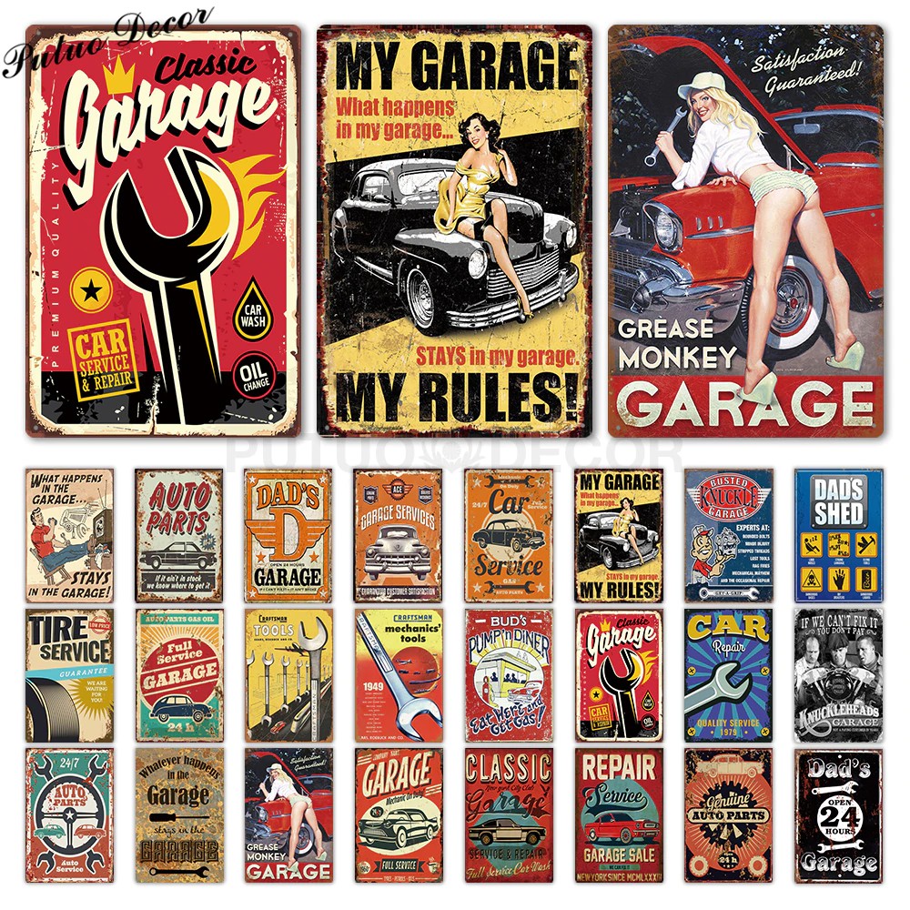 Garage Metal Sign Plaque Metal Vintage DAD'S GARAGE Retro Metal Tin