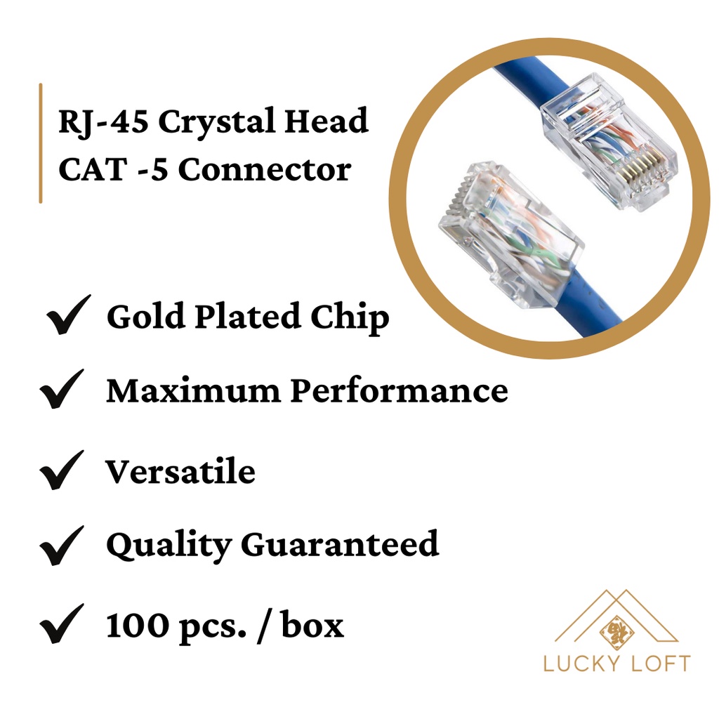 RJ45 CAT5 connector Crystal Head, EZ PassThrough and Shielded RJ45