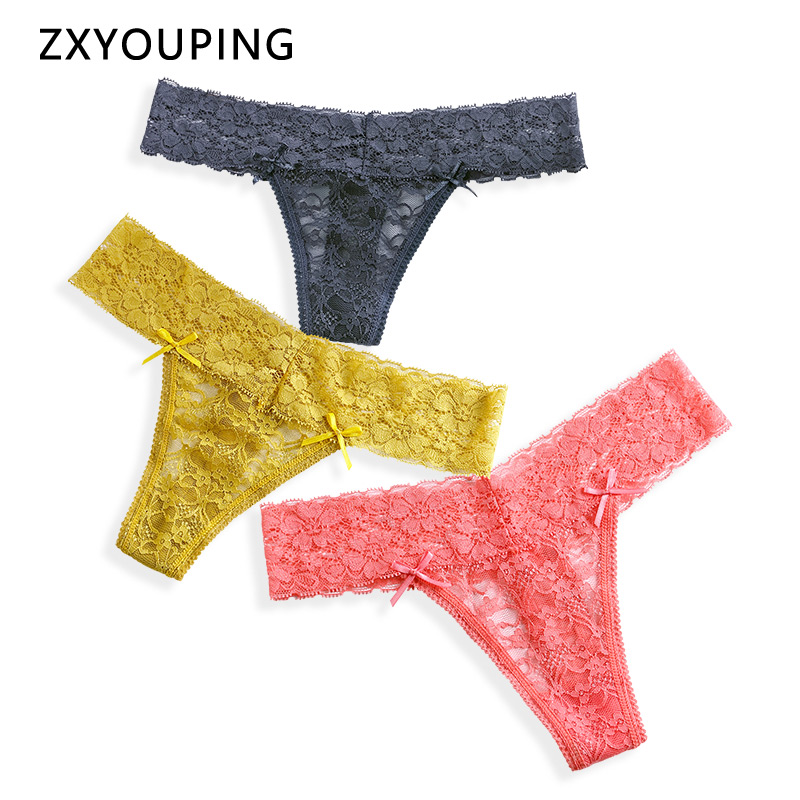 Zxyouping Sexy LowRise Lace Thongs Cotton Crotch Women Panties
