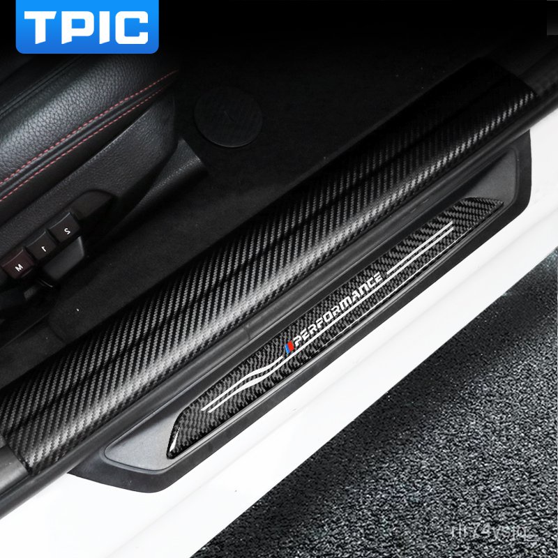 For BMW F30 20132018 3 series Car Door sills Carbon Fiber PVC Leather
