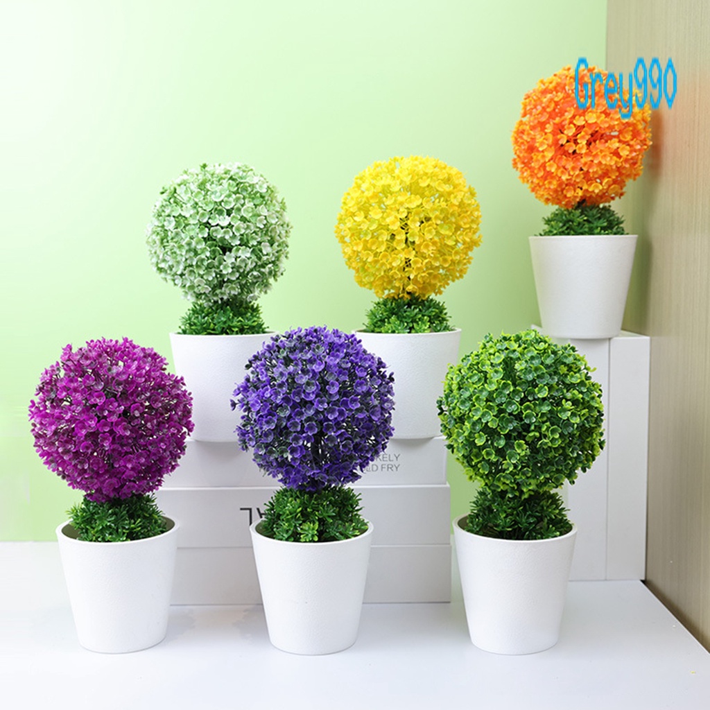 Grey Realistic Fake Potted Plants Energetic Nonfading Decorative Nice