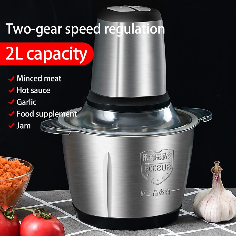 Stainless steel 2L Electric Chopper Mincer Household Food Processor multifunction Meat grinder