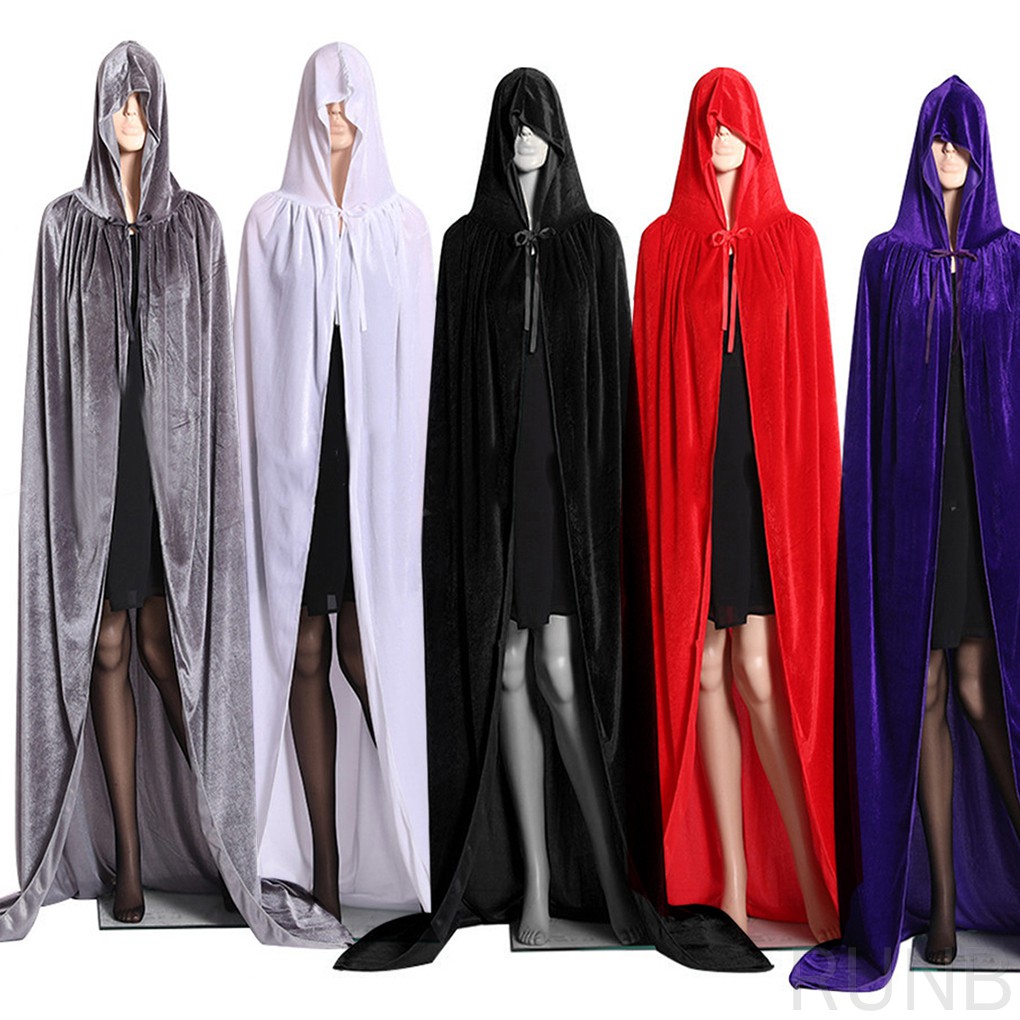 Halloween Hooded Cloak Long Velvet Cape Halloween Cosplay Costumes