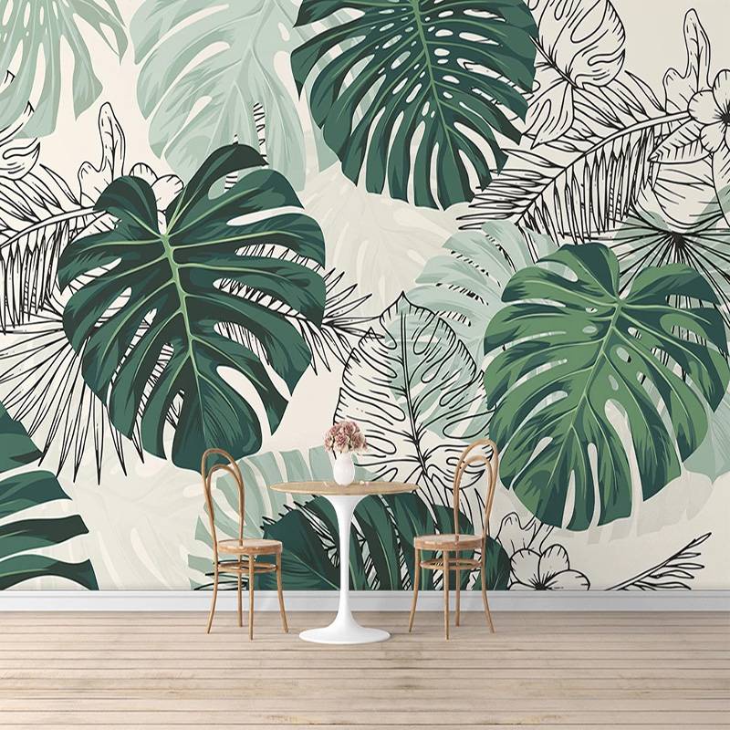 SelfAdhesive Wallpaper Modern Tropical Plant Photo Wall Murals Living