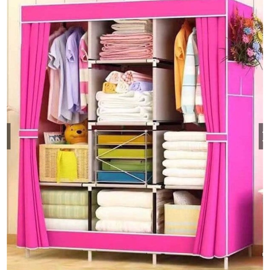 (PINK) 8813 Big Multifunction Cloth Wardrobe Storage Clothes