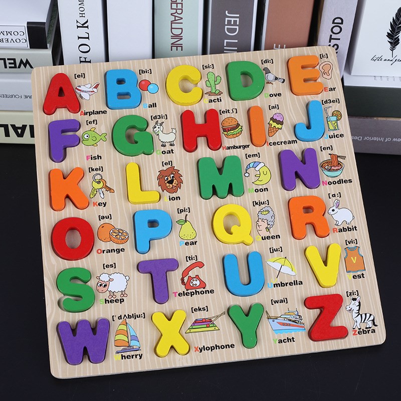 Big Size Alphabet Puzzle Capital And Small Letters Wooden Montessori