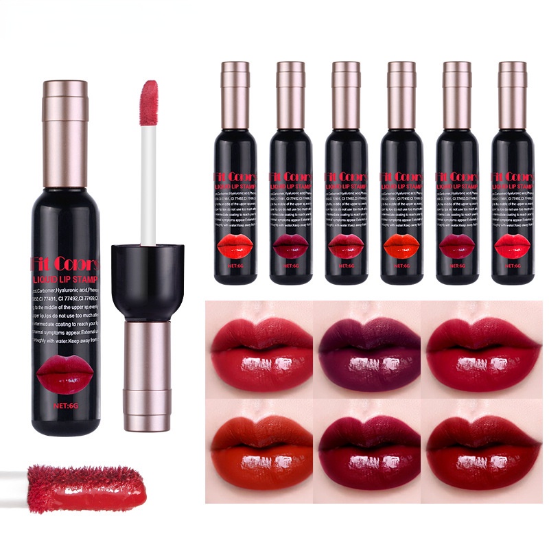 6 Colors Red Wine Bottle Lipstick Liquid Lip Glaze Moisturizing Easy To