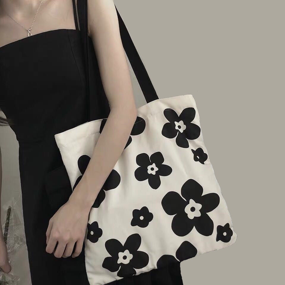 All About Bags Aug 2022 New Arrival Korean Style Canvas Tote Bag Flower