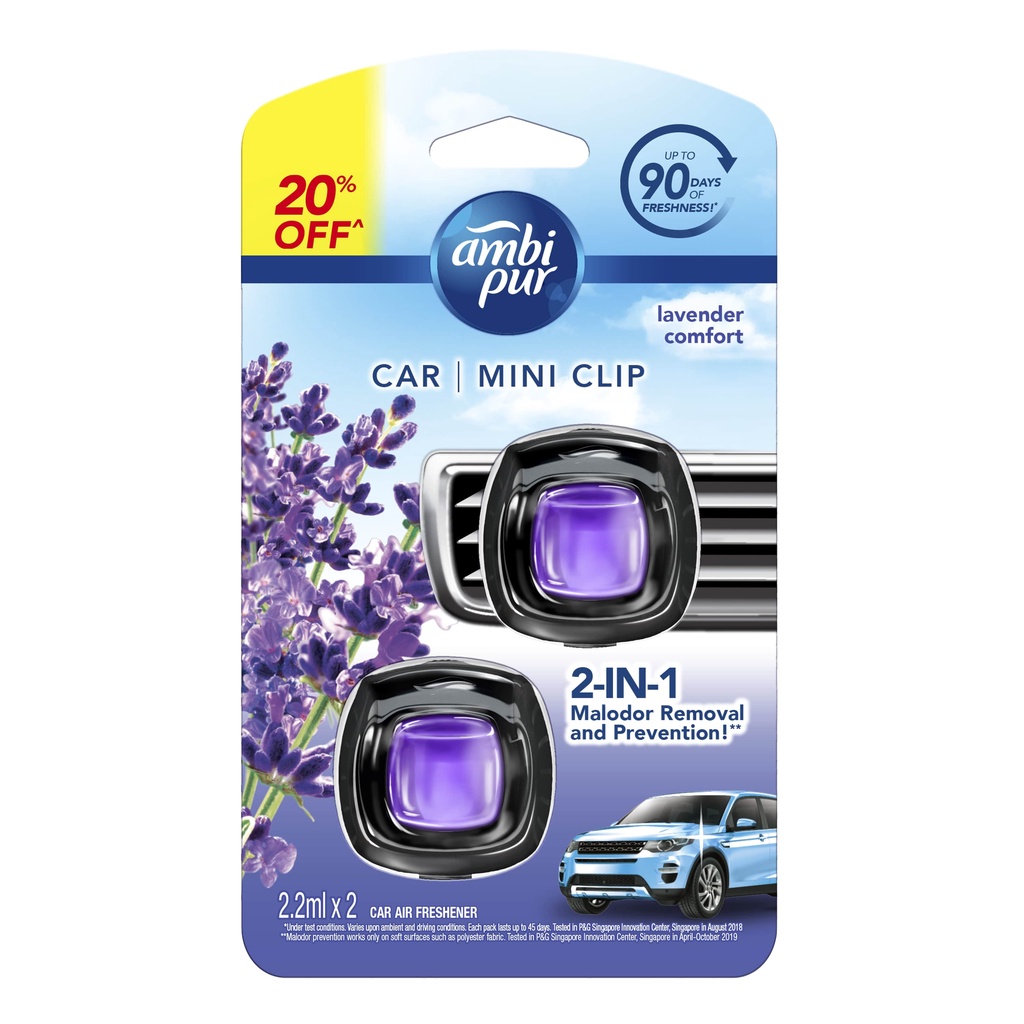 Ambi Pur Car Vent Clip Lavender Value Pack 2.2 ml x 2 Shopee Philippines