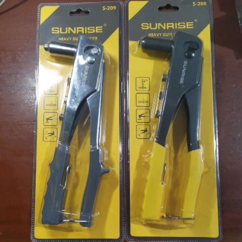 Sunrise Heavyduty Riveter with 4 nose and wrench. Size 3/32, 1/8, 5/32