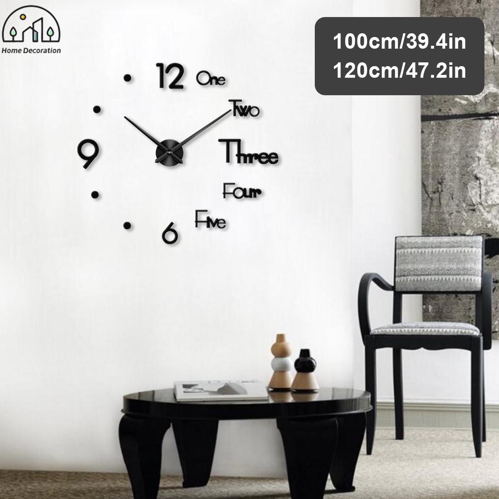 Large Wall Clock Frameless DIY Wall Clock Modern 3D Wall Clock