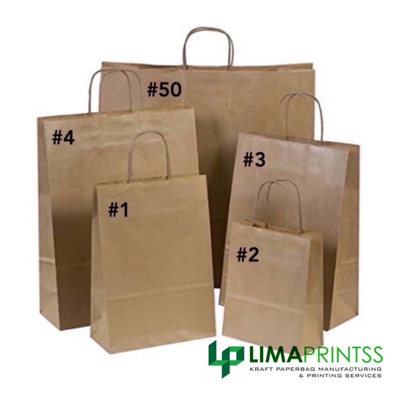 Big Size Plain Brown Kraft Paper Bags with Paper Twine Handle